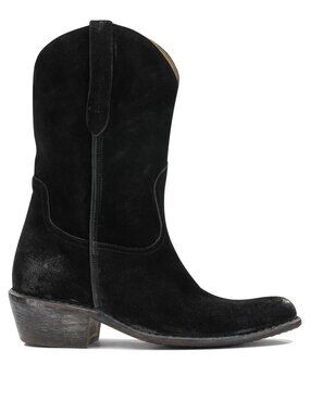 Moma Dallas Women Black Suede Leather Cowboy Western Tall Boots Italy Size 40